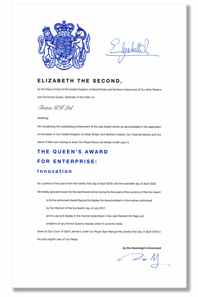 Queens Award certificate