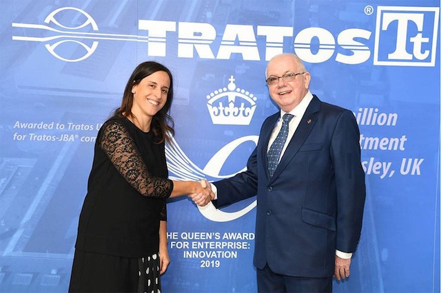 Mr Neil Ancell, Tratos Director and Mrs Elisabetta Bragagni-Capaccini, at the Tratos Queens Award Celebration