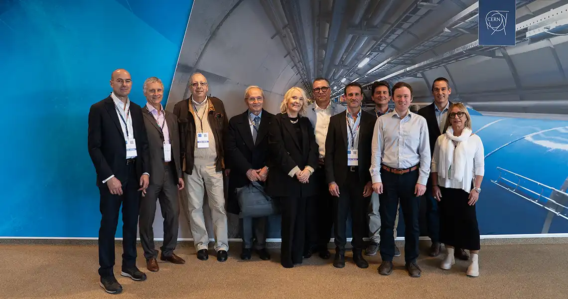 Tratos President engineer Albano Bragagni, visit to CERN in Genève, Switzerland